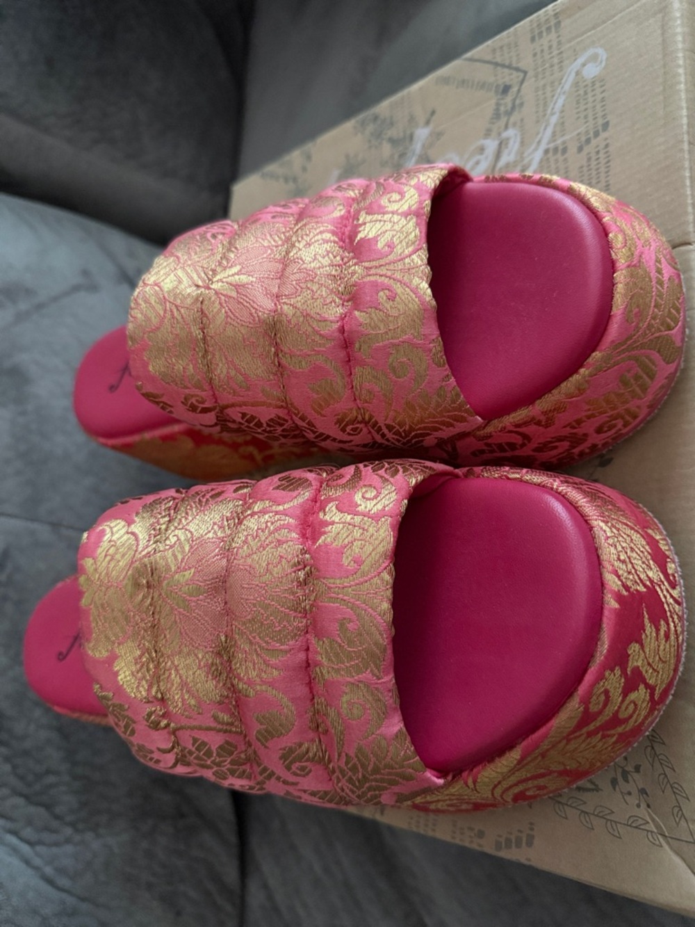 Free People Almost Paradise Platform. Coral Brocade